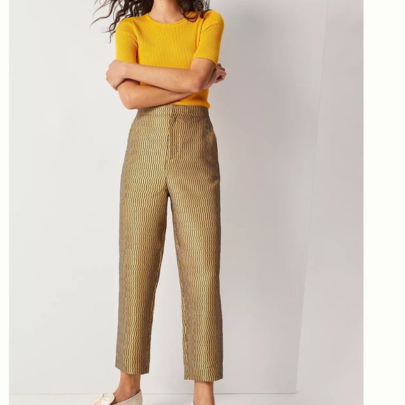 NWT anthropologie mauve melyssa jacquard trousers - Picture 2 of 9